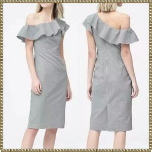 Banana Republic Striped One Shoulder Ruffle Dress Size 2